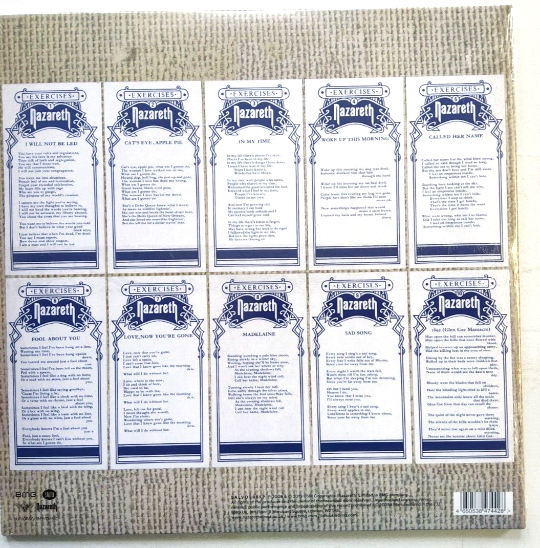 Nazareth Exercises remastered blue reissue LP Album vinyl record 2019 gatefold