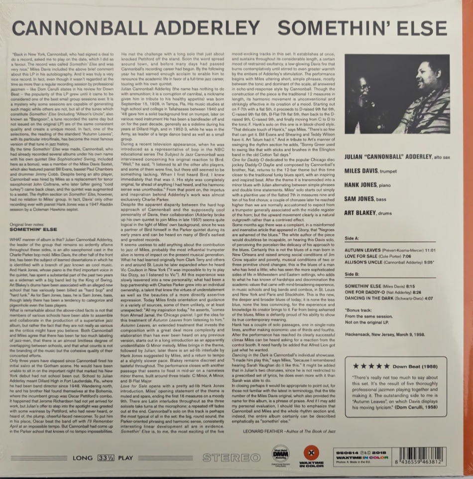 Cannonball Adderley Somethin' Else LP Album vinyl record reissue Orange Limited