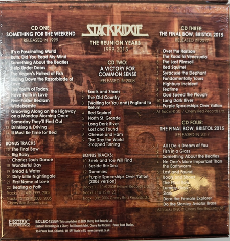 Stackridge Lost And Found The Reunion Years 1999-2015 CD 4 disc Boxset 2024