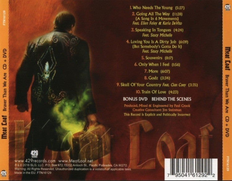 Meat Loaf – Braver Than We Are CD + DVD Album 2016 Deluxe Edition