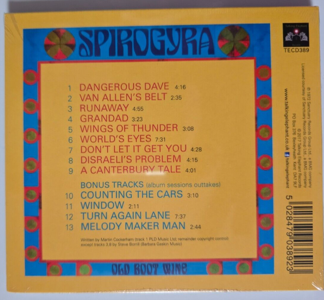 Spirogyra – Old Boot Wine CD Album 2017 reissue prog rock in digipak