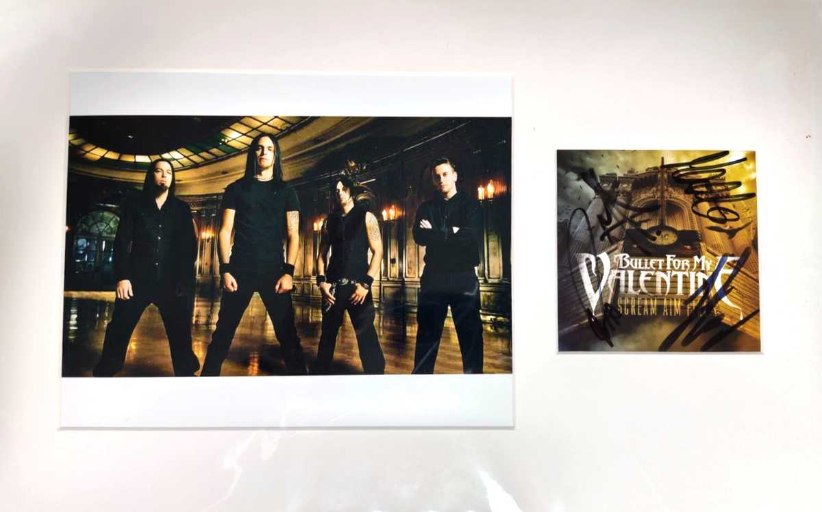 Bullet for my Valentine Hand Signed presentation 12" x 18" by the Band Autograph