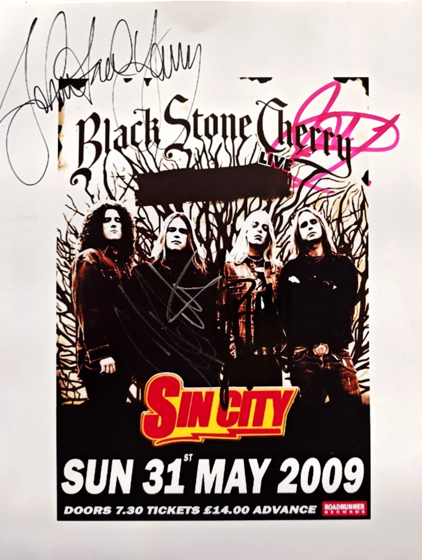 Black Stone Cherry Hand Signed presentation A4 on glossy print by the band