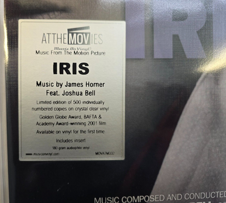 James Horner, Joshua Bell – Iris  LP Album vinyl record limited clear numbered