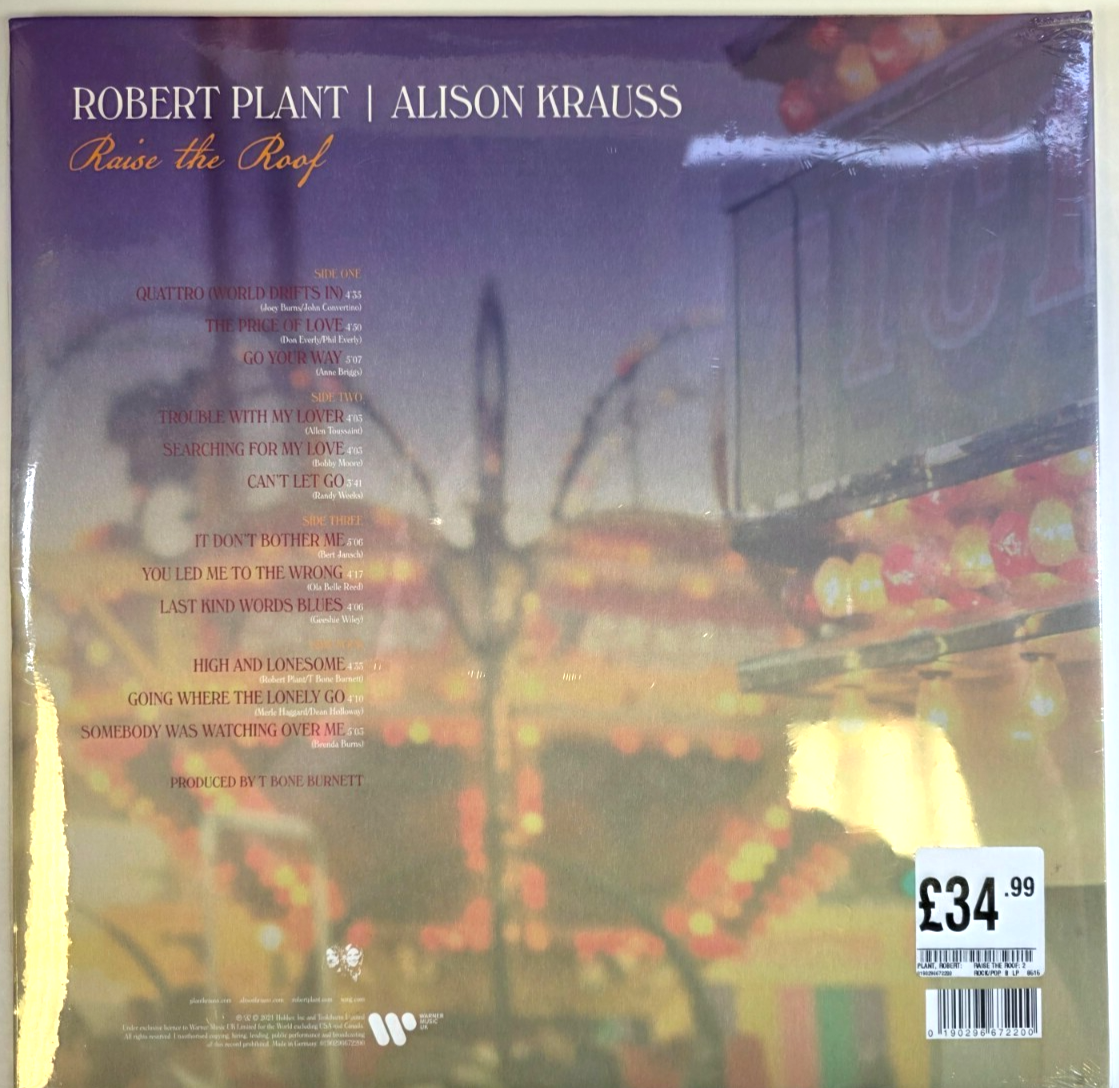 Robert Plant Alison Krauss Raise The Roof LP Album vinyl record 2021 on Warner