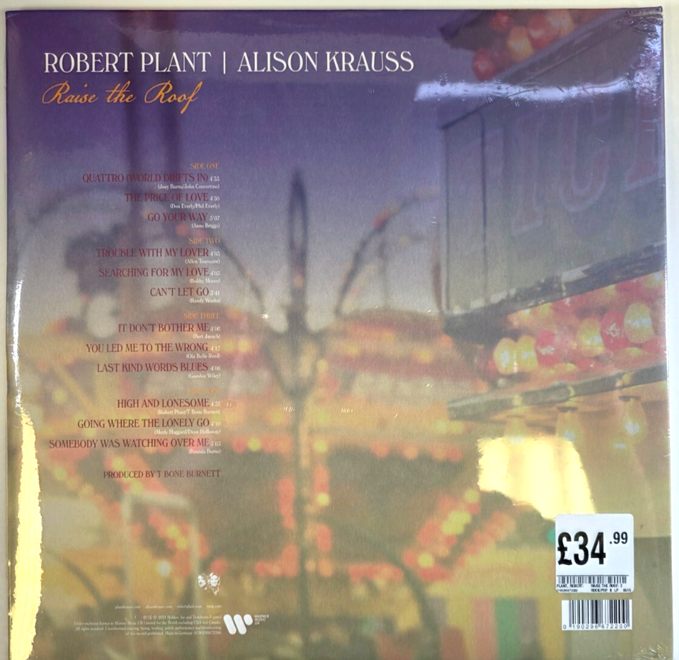 Robert Plant Alison Krauss Raise The Roof LP Album vinyl record 2021 on Warner