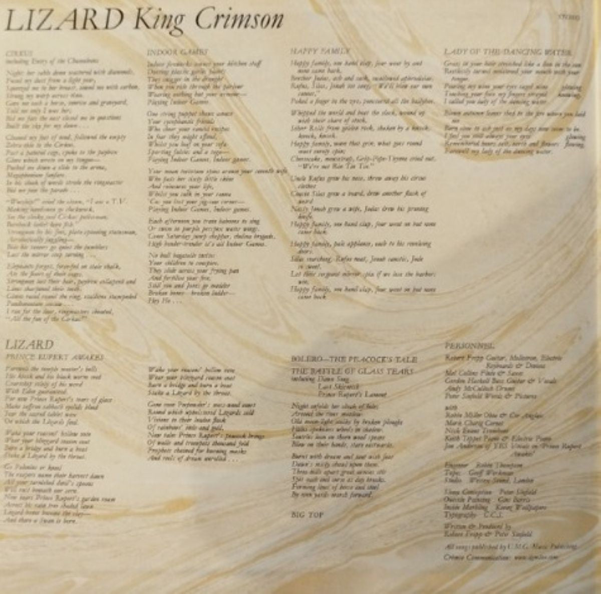 King Crimson Lizard Elemental Mix LP Album vinyl record 200g reissue 2021 LTD Ed
