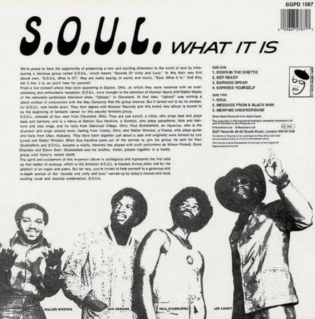 S.O.U.L. What Is It LP Album vinyl record 2022 remastered BGP Records reissue
