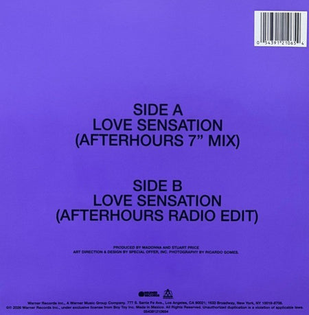 Madonna & Kylie Love Sensation 7" Vinyl Record limited clear 2026 on Maverick