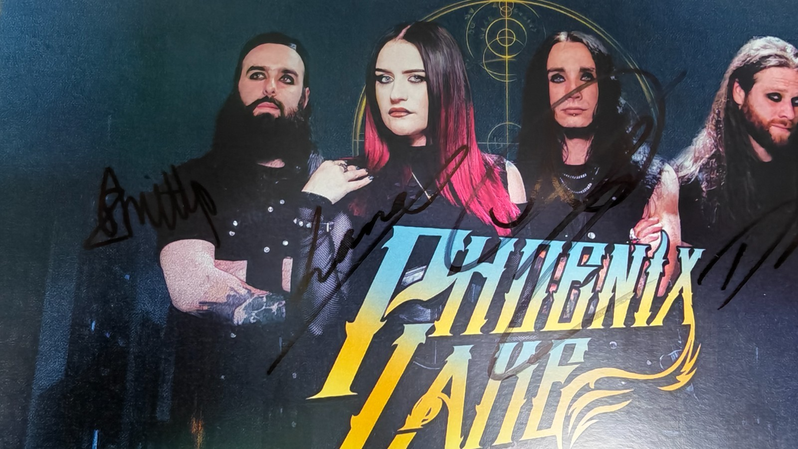 Phoenix Lake Hand Signed presentation A4 on glossy print by Band Members