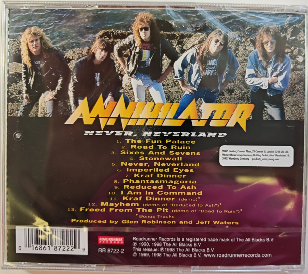 Annihilator Never Neverland CD Album Remastered reissue Roadrunner Records 1998