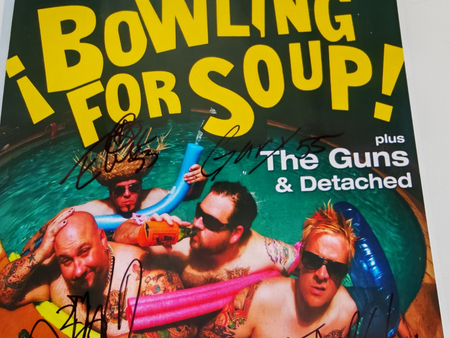 Bowling for Soup Hand Signed presentation A4 on glossy print by the band