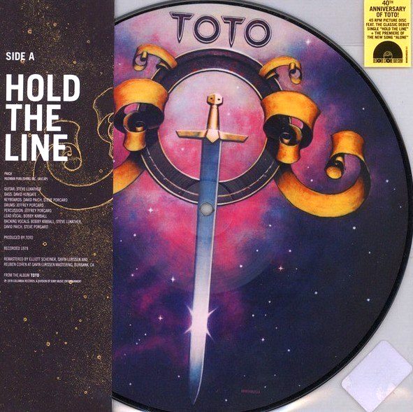 Toto  Hold The Line / Alone 10" Vinyl Record RSD 2017 Limited Picture Disc