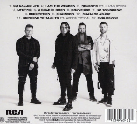 Three Days Grace Explosions CD Album in digipak on RCA hard rock 2022 US import