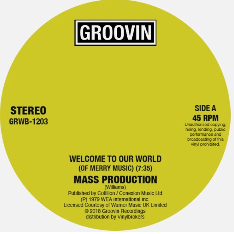 Mass Production Welcome To Our World 12" vinyl record 2018 reissue on Groovin