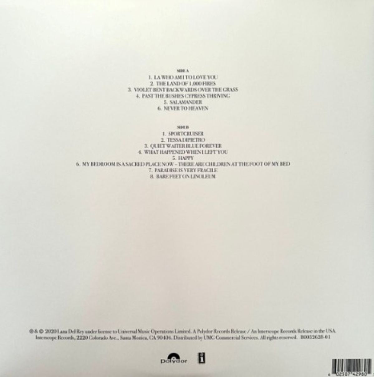 Lana Del Rey Violet Bent Backwards Over The Grass LP Album vinyl record 2020