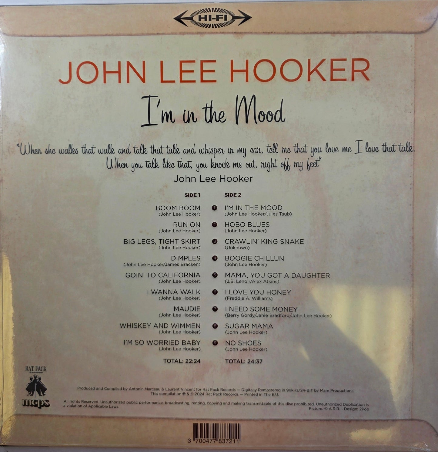 John Lee Hooker I'm in the Mood Vinyl LP Brown