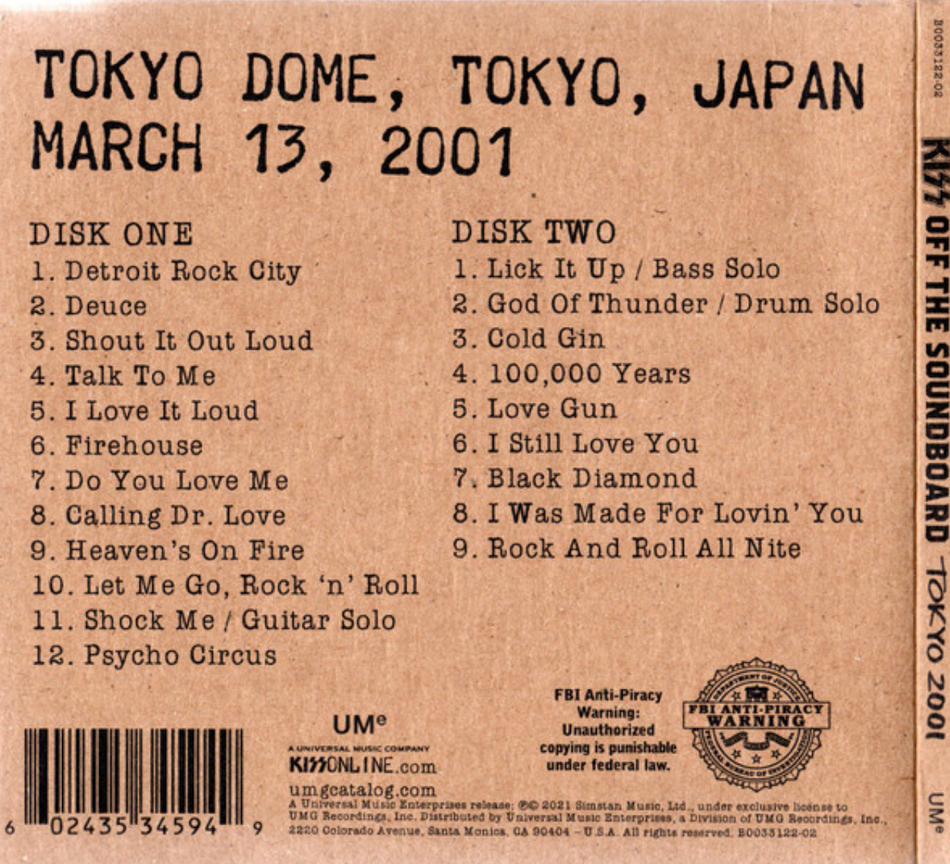 Kiss Off The Soundboard: Tokyo Dome 2021 live 2 x CD Album