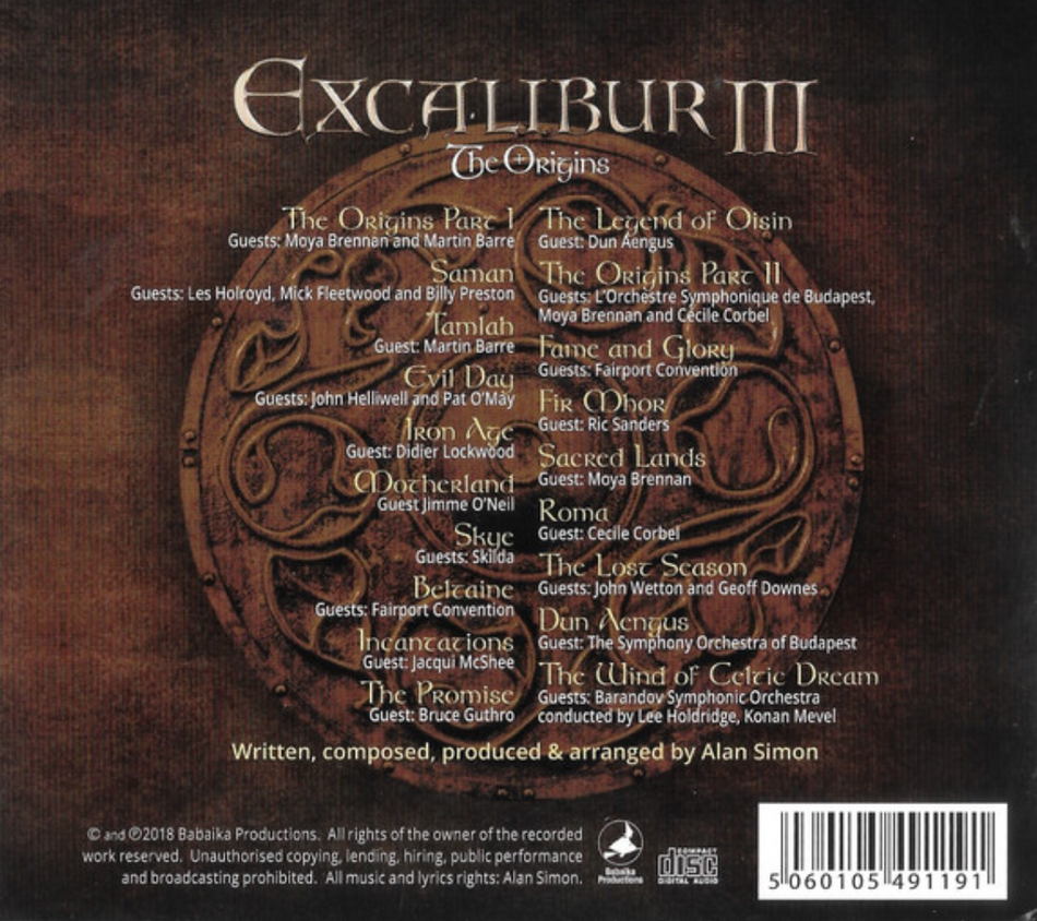 Alan Simon Excalibur III (The Origins) CD Album
