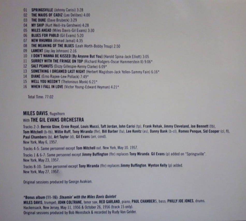 Miles Davis Miles Ahead CD