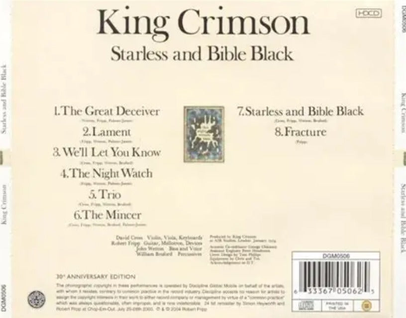 King Crimson Starless And Bible Black CD Album HDCD