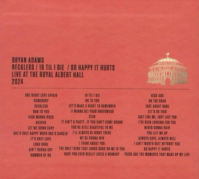 Bryan Adams – Live At The Royal Albert Hall 2024 CD X 3 Boxset with Blu Ray 2024